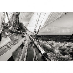 Poster panoramique bateau noir et blanc