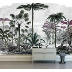 COLOURED PALM TREE ENGRAVING  Wallpaper