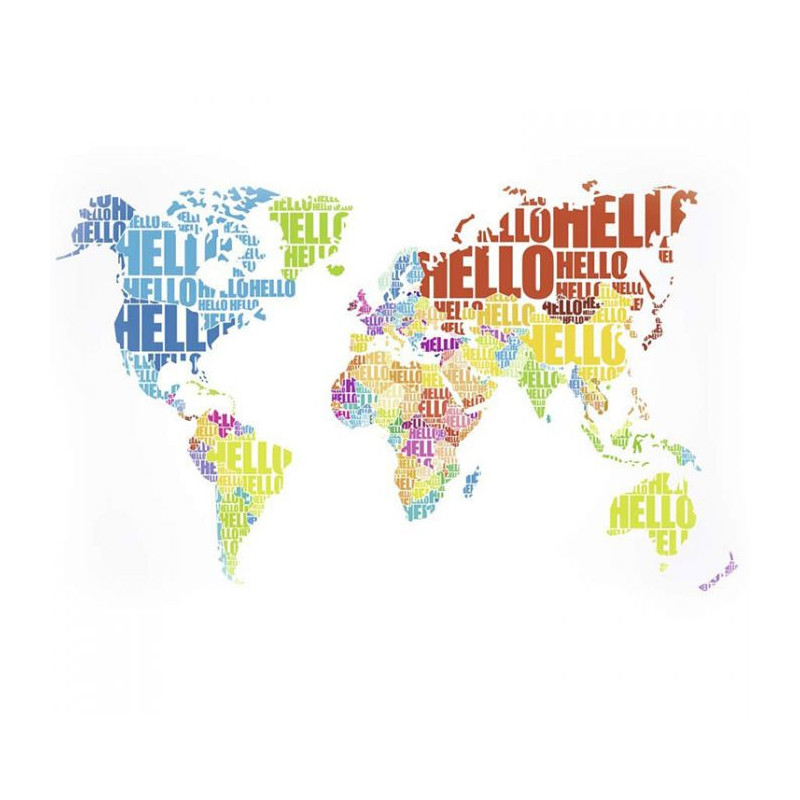 Decorative world map wallpaper with one colour per country