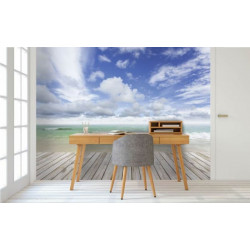 WOODEN PLANKS AND SEA Poster