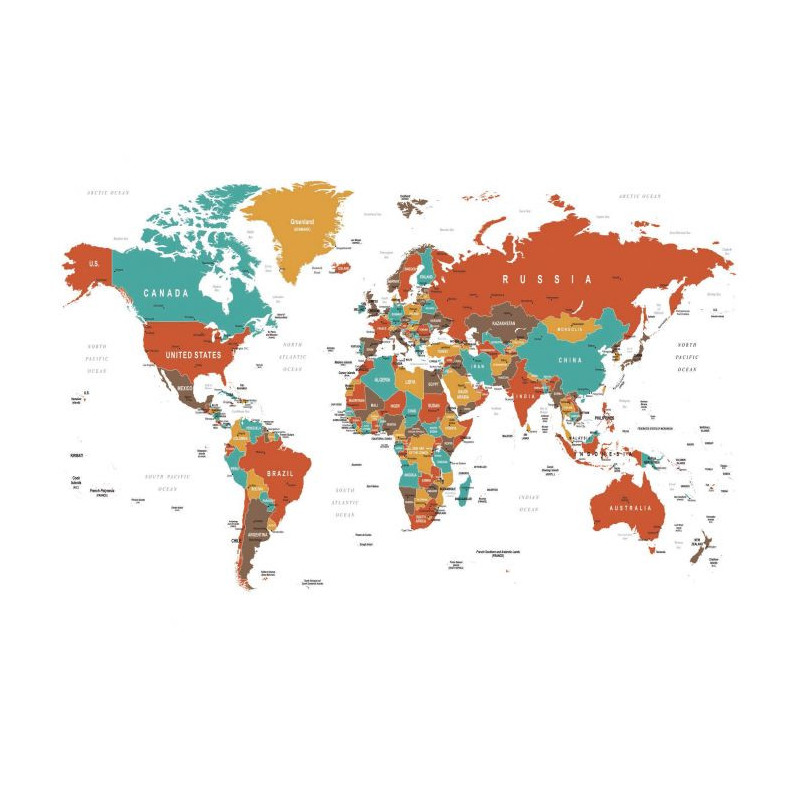 Tableau RED MAP - Tableau carte du monde