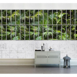 GLASS PARTITION WALL AND CONCRETE Wallpaper