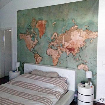 Vintage world map bedroom decoration