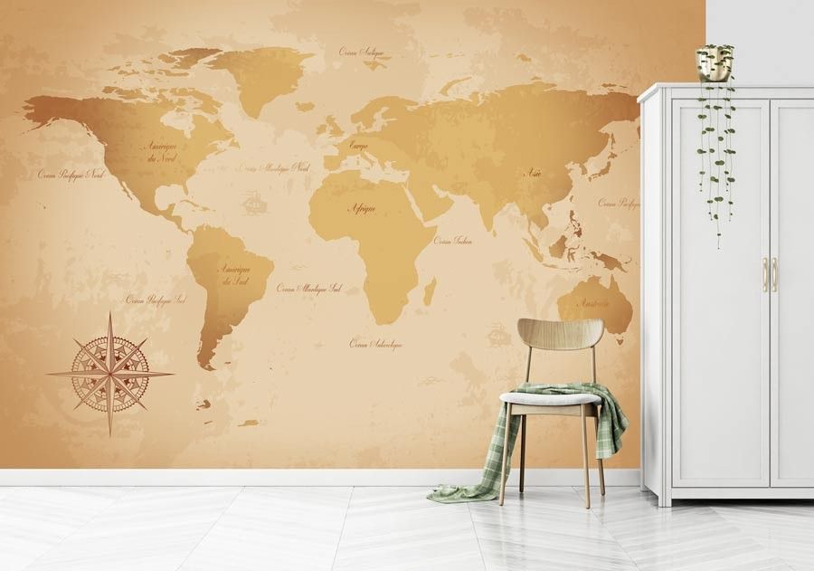 EAST TO WEST Vintage world map