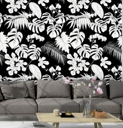 Black and white jungle wallpaper