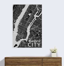 Map of New York printed canvas