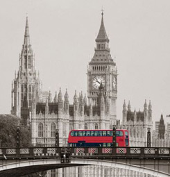 Tenture suspendues Londres en noir et blanc