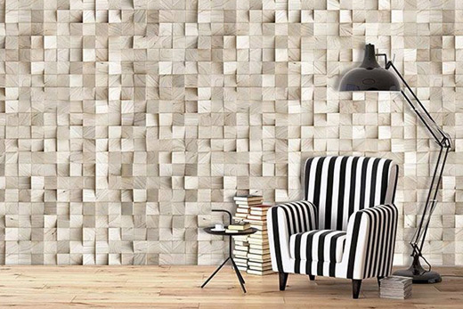 Papier peint cubes en bois effet 3D