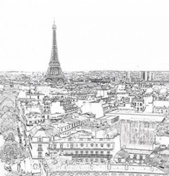 Papier peint dessin de Paris noir et blanc