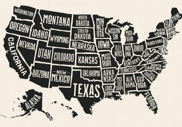 Papier peint carte des Etats-Unis