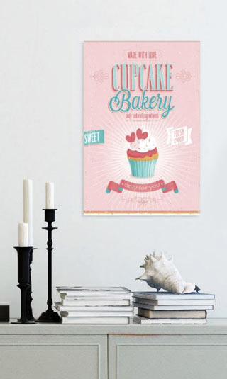 Pink cup cake canvas print