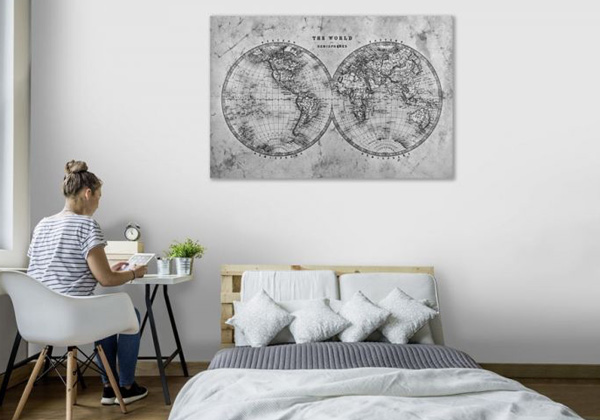 Vintage black and white world map