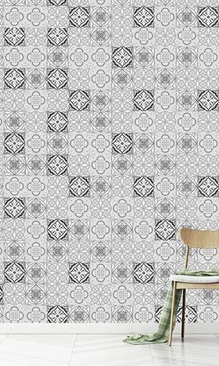 Grey cement tile wallpaper