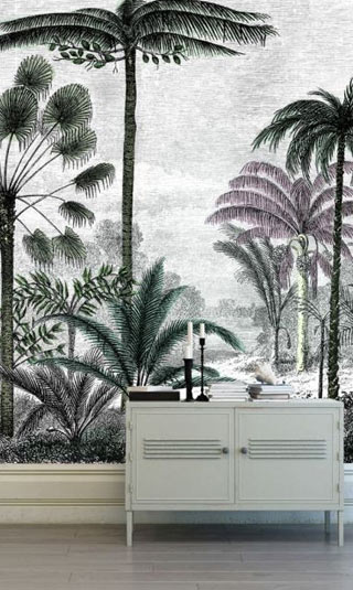 Engraved jungle print wallpaper
