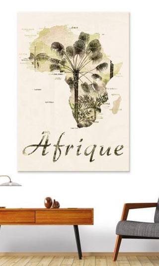 African map aged canvas print