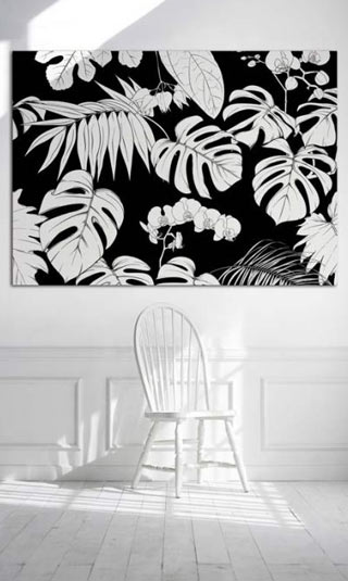 Tableau motif fleurs noir et blanc